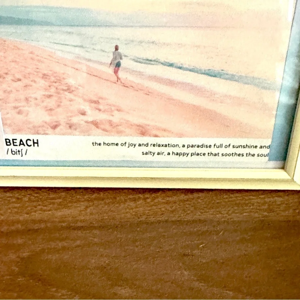 BEACH Summer Dictionary Series Ocean Canvas Art Print Framed Wall Art 10x13”